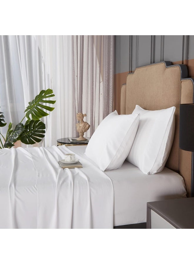 HYPREST Queen Sheets, Rayon Derived from Bamboo, Extra Deep Pocket, White, 4 Piece Set, Fits 18"-24" Mattresses - Image 3